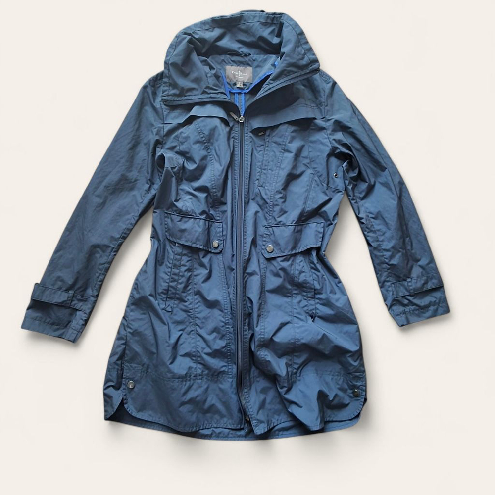 Women's Cole Haan Navy Blue Rain Trench Coat